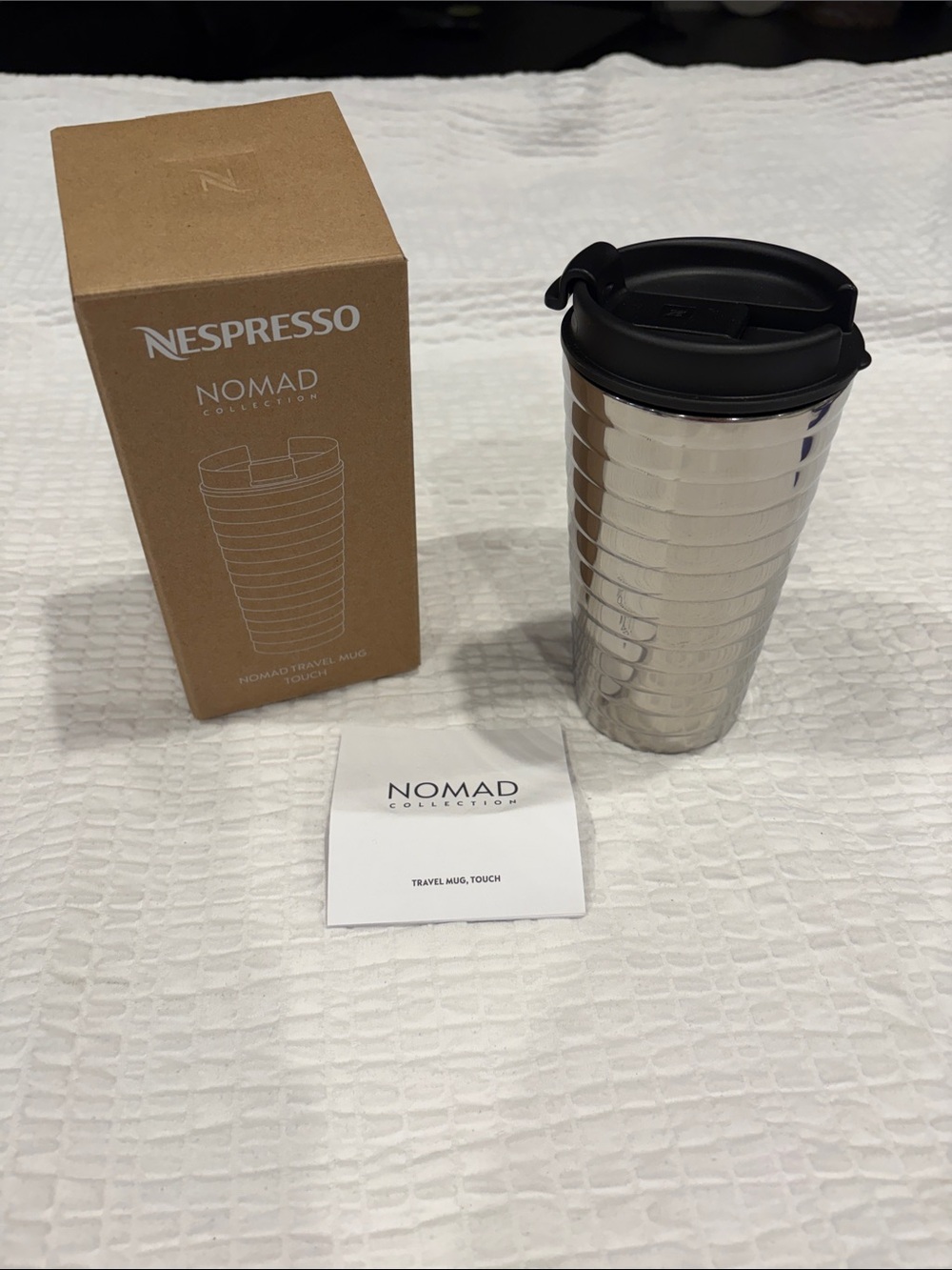 Nespresso Nomad Stainless Steel Tumbler with Black Lid
New with tags